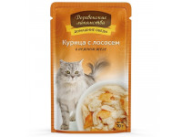 Деревенские Лакомства, влажный корм д/кошек (курица/лосось в желе)